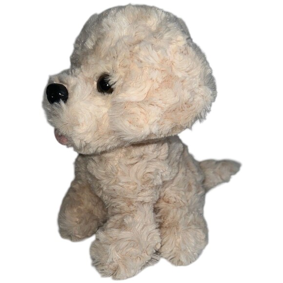 Golden Labradoodle Dog Plush 8" Realistic Stuffed Animal Sitting Cream - Picture 3 of 13